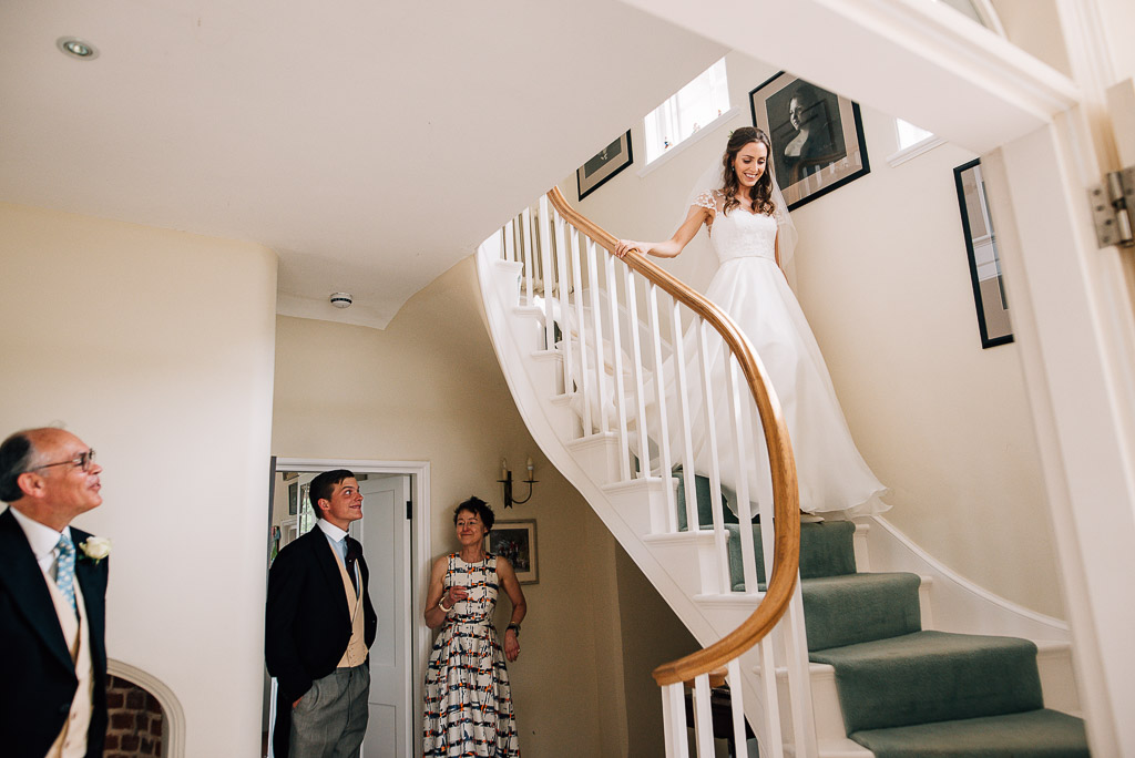 bride walking down stairs