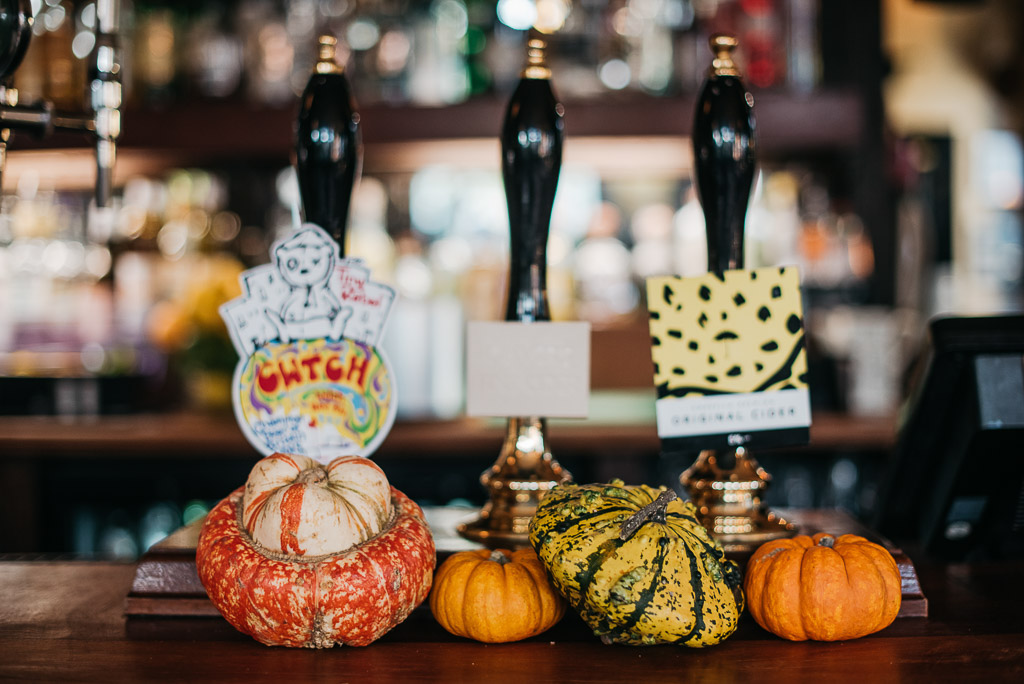 pumpkin decoration at pub wedding reception